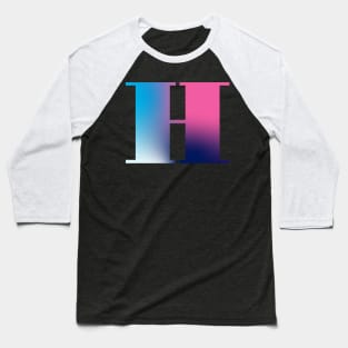 Capital Letter H Monogram Gradient Pink Blue White Baseball T-Shirt